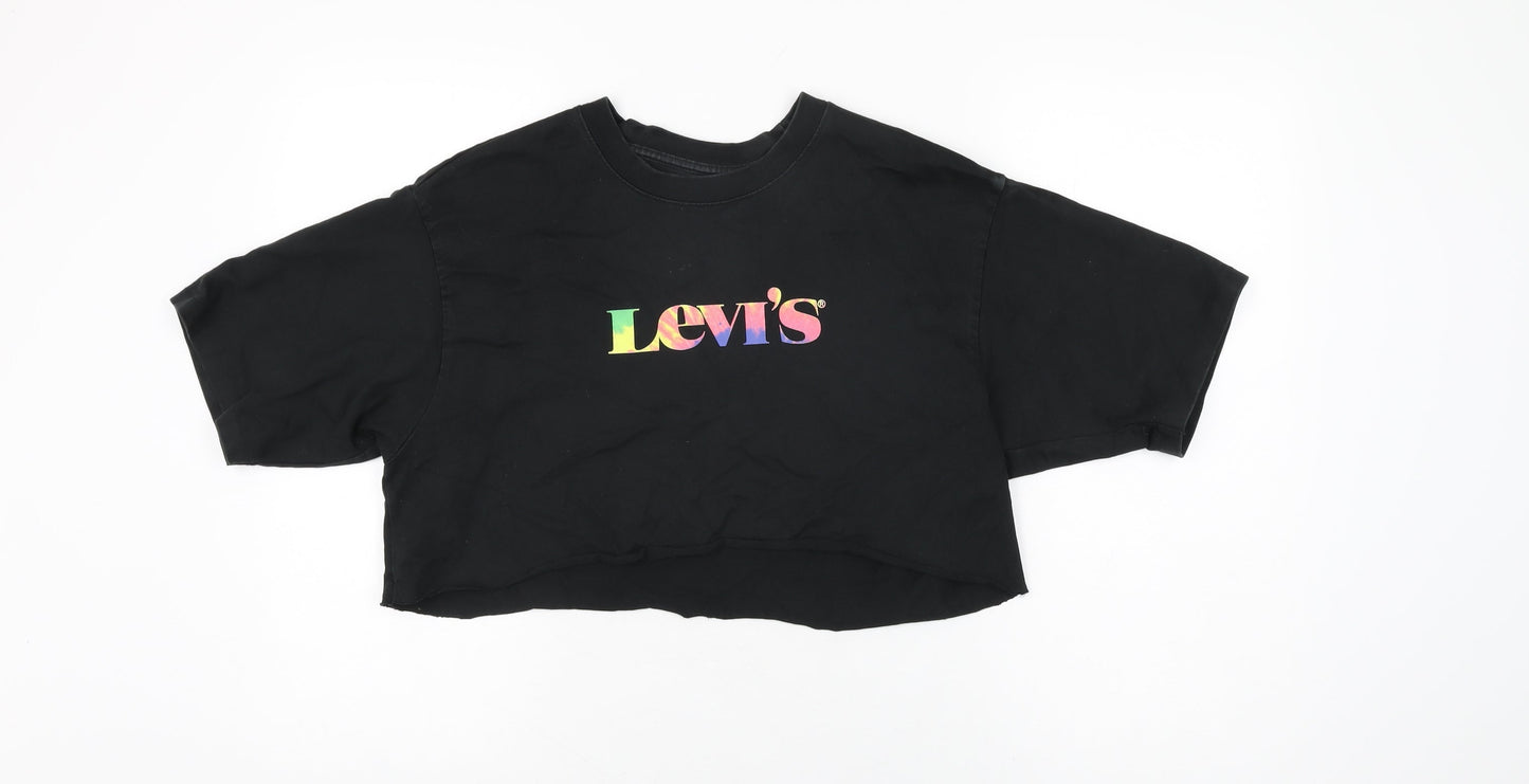 Womens UK Size S Levi's Black Cropped T-Shirt