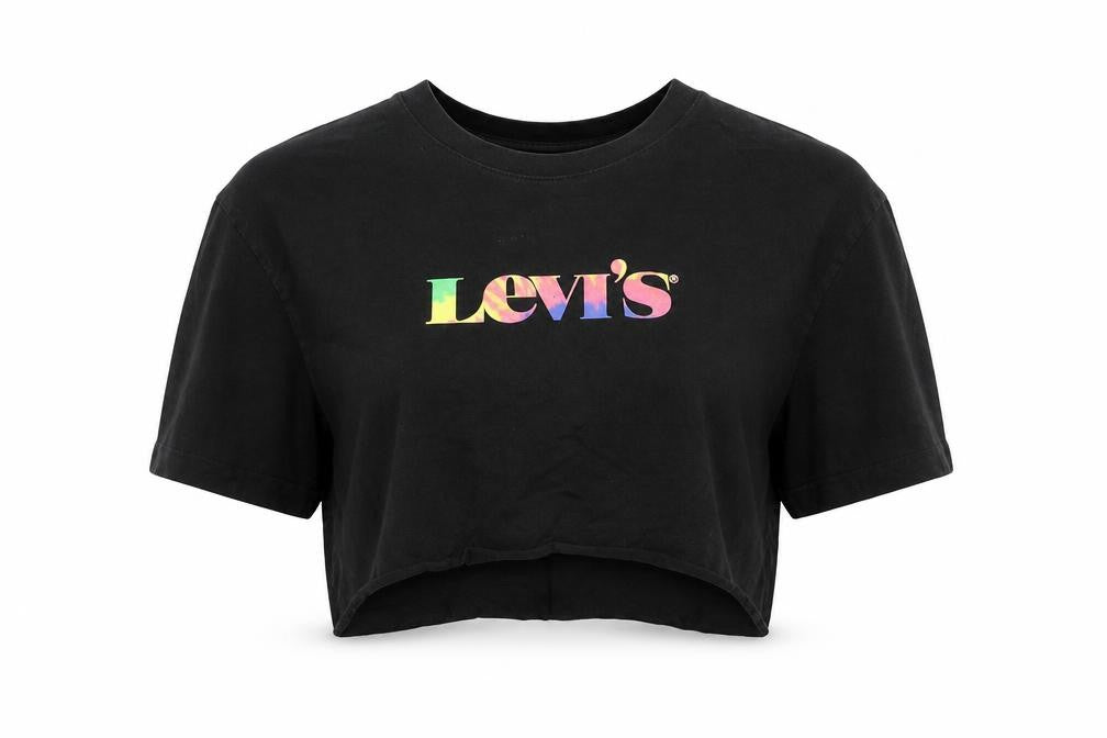 Womens UK Size S Levi's Black Cropped T-Shirt