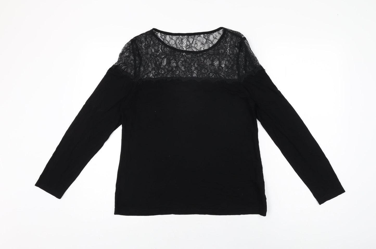 Womens UK Size 14 Lipsy Black Basic T-Shirt