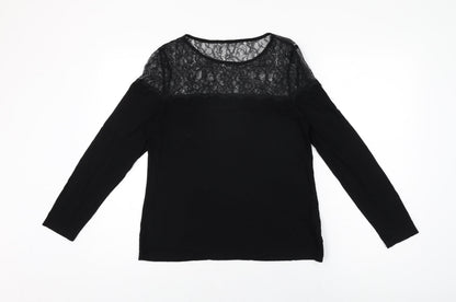 Womens UK Size 14 Lipsy Black Basic T-Shirt