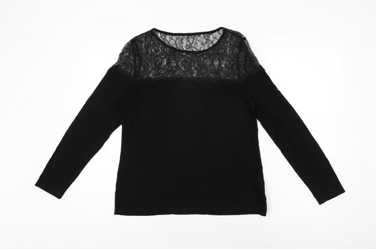 Womens UK Size 14 Lipsy Black Basic T-Shirt