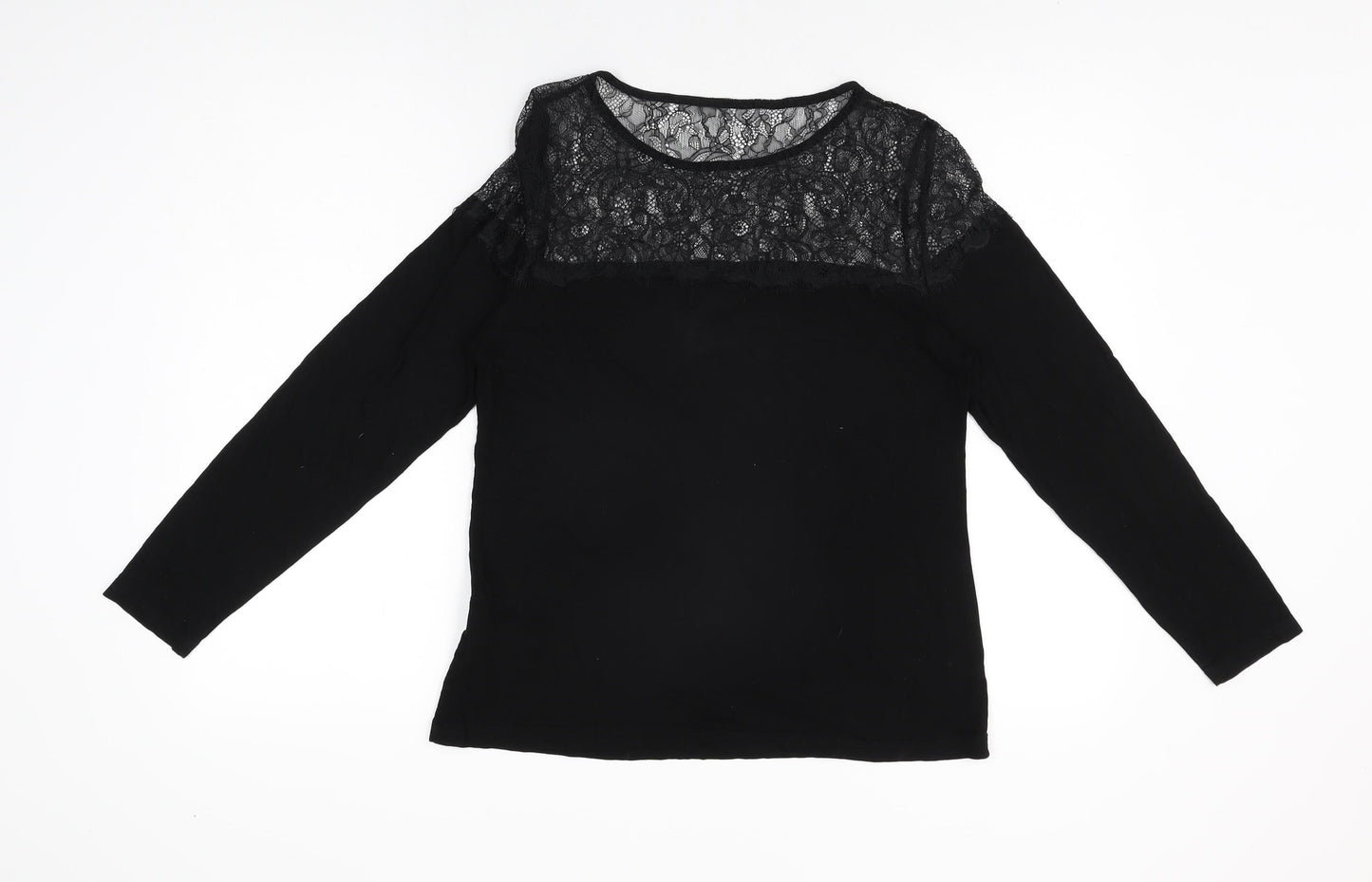 Womens UK Size 14 Lipsy Black Basic T-Shirt