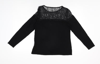 Womens UK Size 14 Lipsy Black Basic T-Shirt