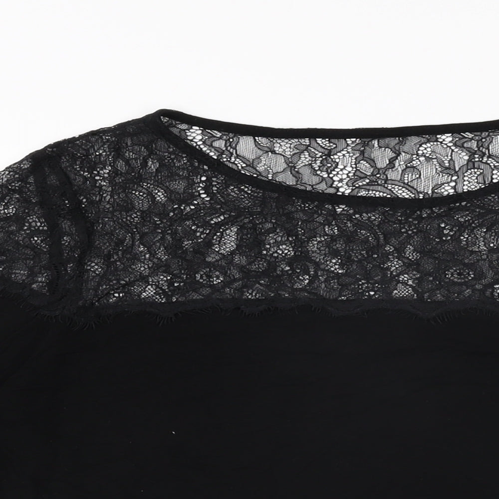 Womens UK Size 14 Lipsy Black Basic T-Shirt