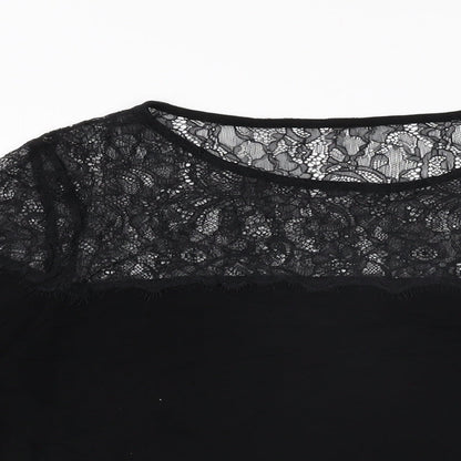 Womens UK Size 14 Lipsy Black Basic T-Shirt