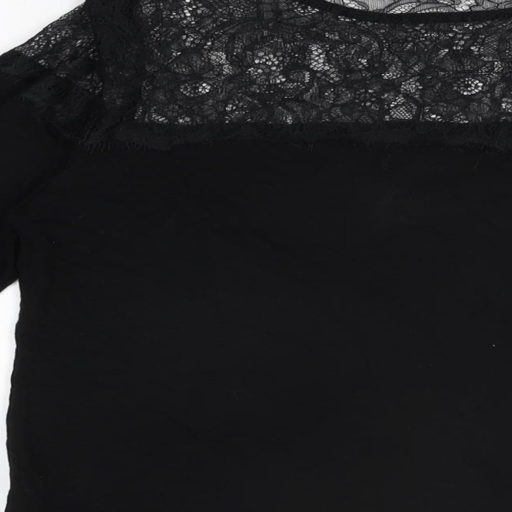 Womens UK Size 14 Lipsy Black Basic T-Shirt