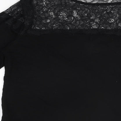 Womens UK Size 14 Lipsy Black Basic T-Shirt