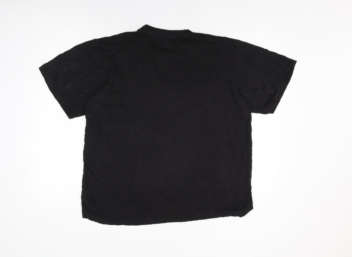 Design Apparel Womens Black Cotton Basic T-Shirt Size L Round Neck