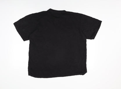 Design Apparel Womens Black Cotton Basic T-Shirt Size L Round Neck