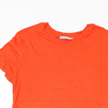 Womens UK Size L Zara Red Basic T-Shirt