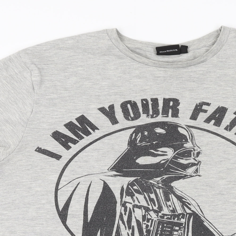 Star Wars Mens Grey Cotton T-Shirt Size S Round Neck