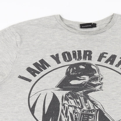 Star Wars Mens Grey Cotton T-Shirt Size S Round Neck
