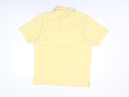 Natural Issue Mens Yellow Cotton Polo Size M Collared Button