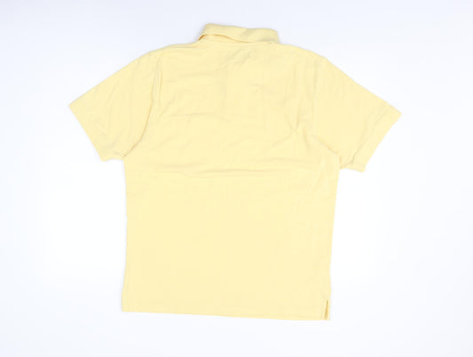 Natural Issue Mens Yellow Cotton Polo Size M Collared Button