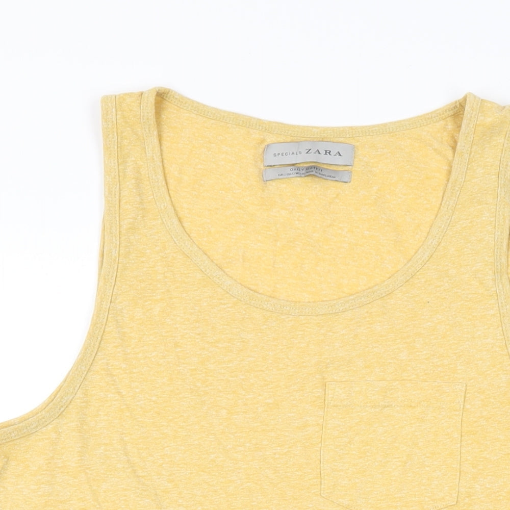 Womens UK Size L Zara Yellow Basic Tank