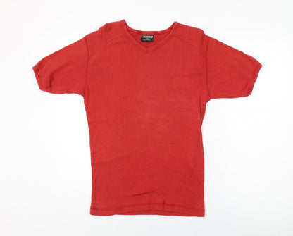 CS Active Womens Red Cotton Basic T-Shirt Size L V-Neck