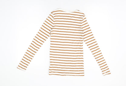 Gap Womens White Striped Cotton Basic T-Shirt Size XS Round Neck
