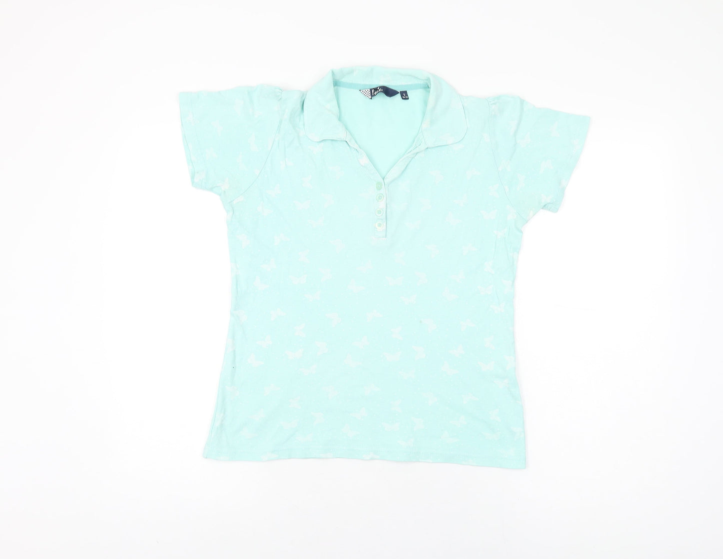 Womens UK Size 10 Isle Blue Basic T-Shirt