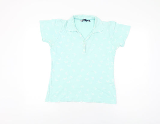 Womens UK Size 10 Isle Blue Basic T-Shirt
