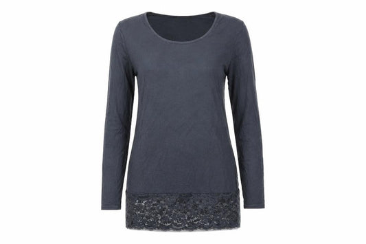 Zuppe Womens Grey Viscose Basic T-Shirt Size 14 Round Neck