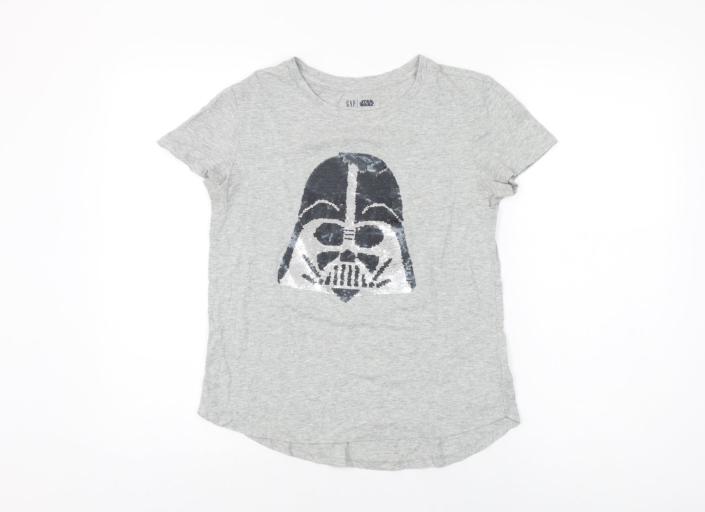 Gap Girls Grey Cotton Basic T-Shirt Size 2XL Round Neck Pullover - Star Wars