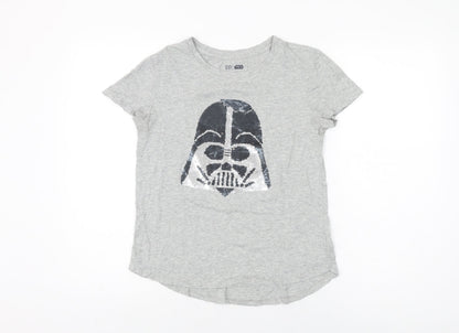Gap Girls Grey Cotton Basic T-Shirt Size 2XL Round Neck Pullover - Star Wars