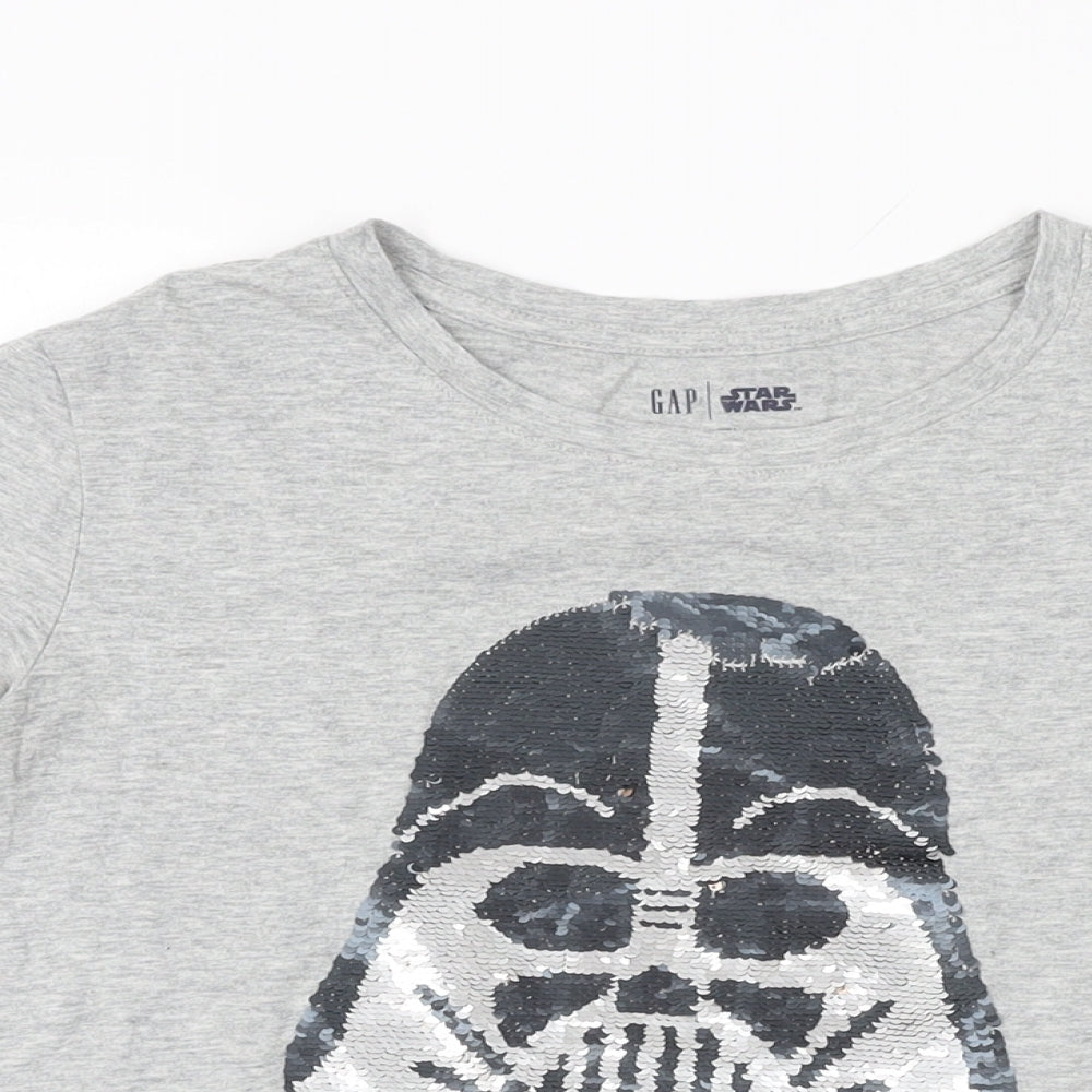 Gap Girls Grey Cotton Basic T-Shirt Size 2XL Round Neck Pullover - Star Wars