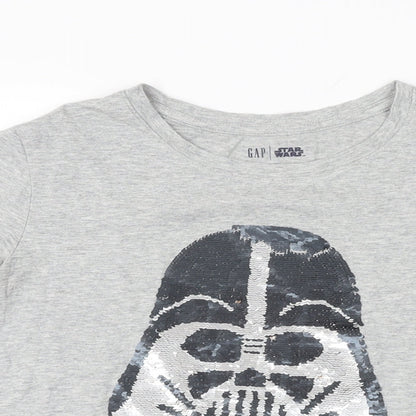 Gap Girls Grey Cotton Basic T-Shirt Size 2XL Round Neck Pullover - Star Wars