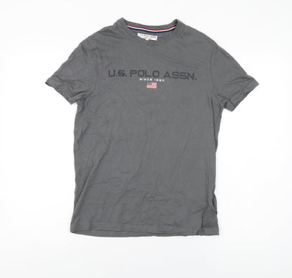 US Polo Assn. Mens Grey Cotton T-Shirt Size S Round Neck
