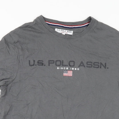 US Polo Assn. Mens Grey Cotton T-Shirt Size S Round Neck