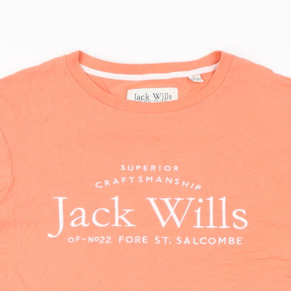 Jack Wills Womens Pink Cotton Basic T-Shirt Size 6 Round Neck