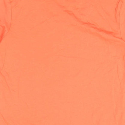 Global Culture Womens Orange Cotton Basic T-Shirt Size S Round Neck