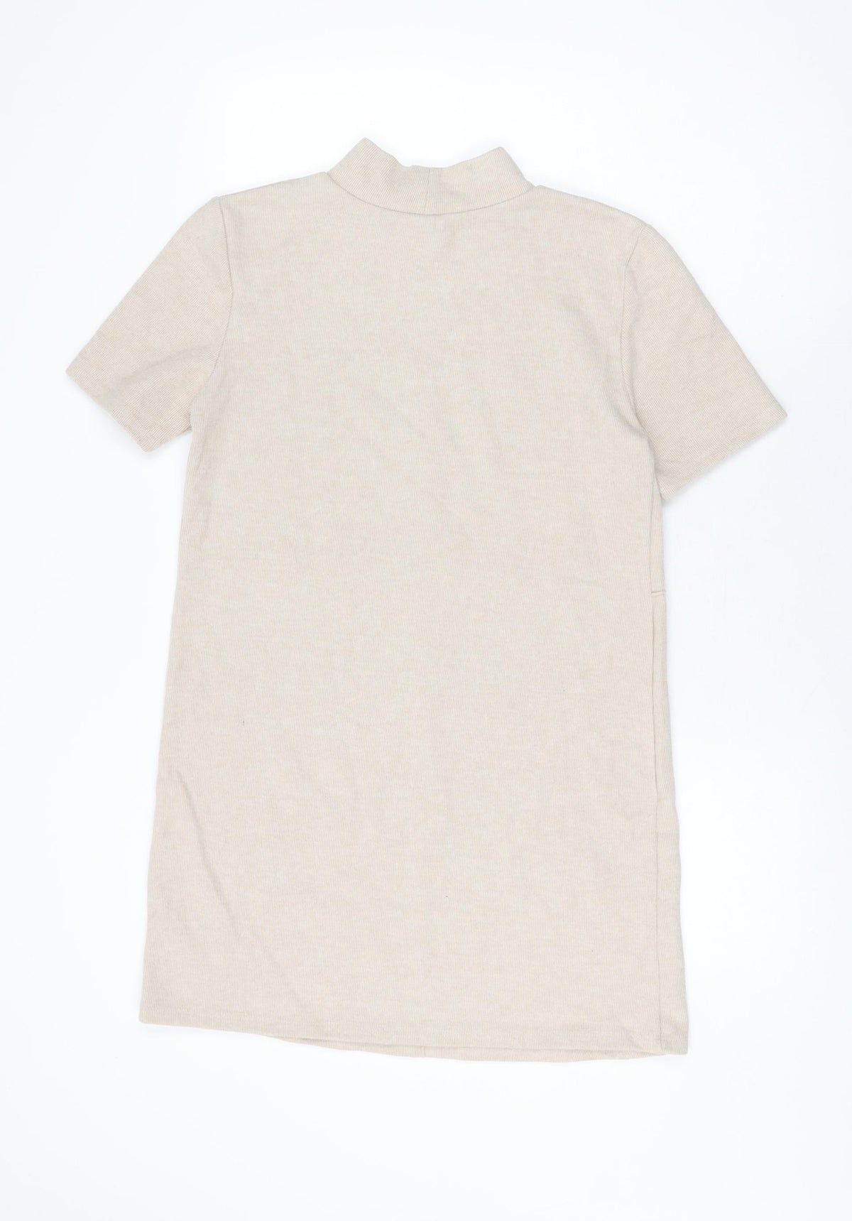 Zara Womens Beige Cotton Shift Size M High Neck Pullover
