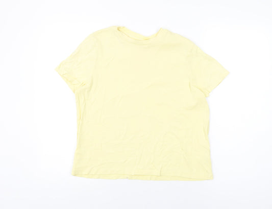 John Lewis Womens Yellow Cotton Basic T-Shirt Size 12 Round Neck