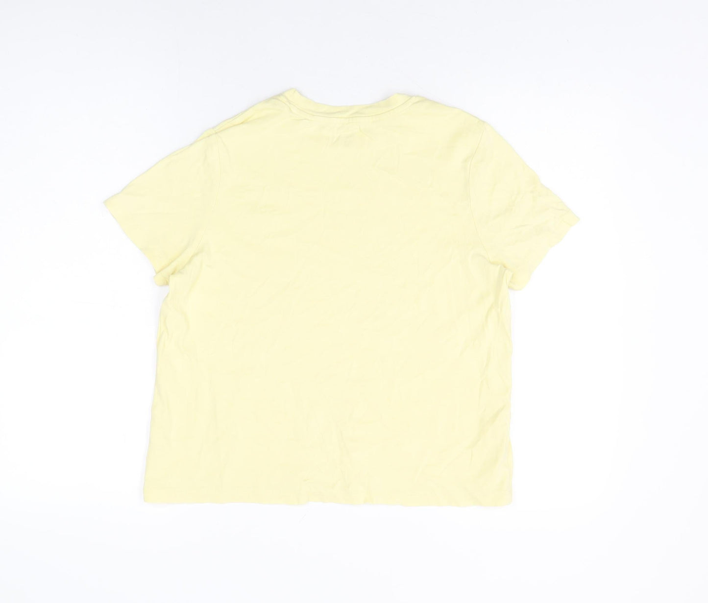 John Lewis Womens Yellow Cotton Basic T-Shirt Size 12 Round Neck
