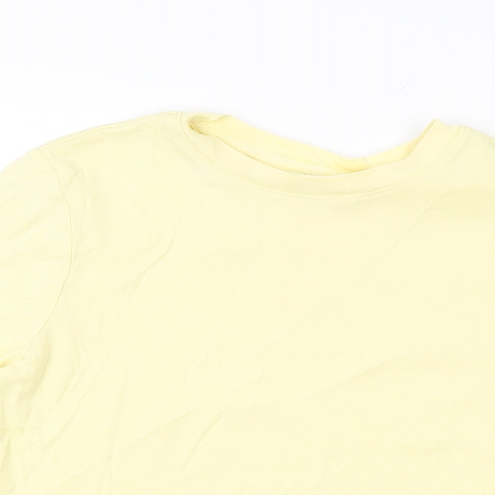 John Lewis Womens Yellow Cotton Basic T-Shirt Size 12 Round Neck