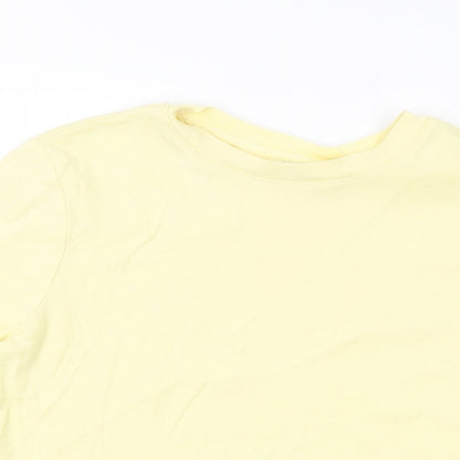 John Lewis Womens Yellow Cotton Basic T-Shirt Size 12 Round Neck