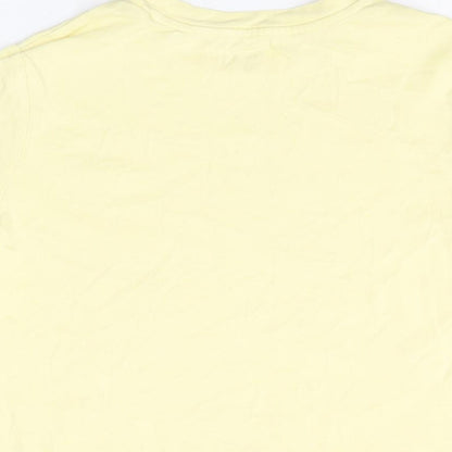 John Lewis Womens Yellow Cotton Basic T-Shirt Size 12 Round Neck