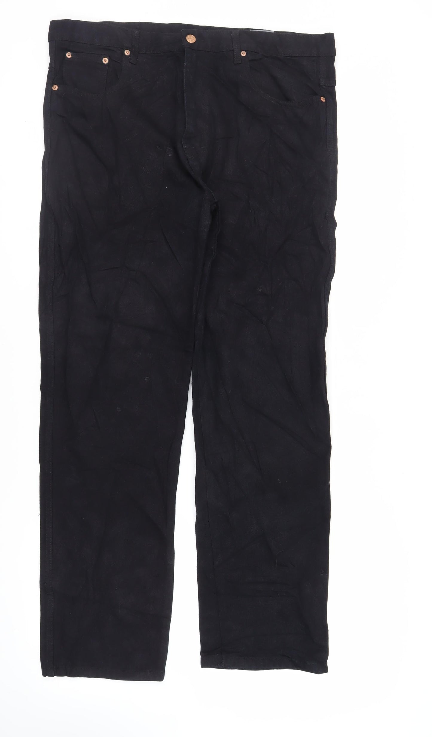 Aztec Mens Black Cotton Straight Jeans Size 38 in L31 in Regular Zip