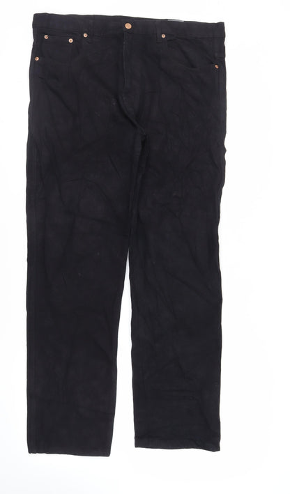 Aztec Mens Black Cotton Straight Jeans Size 38 in L31 in Regular Zip