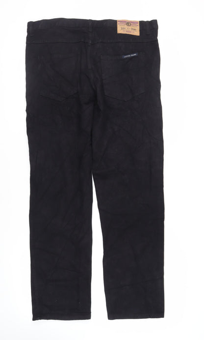 Aztec Mens Black Cotton Straight Jeans Size 38 in L31 in Regular Zip