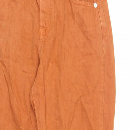 Find Womens Orange Cotton Mom Jeans Size 28 in L32 in Regular Zip