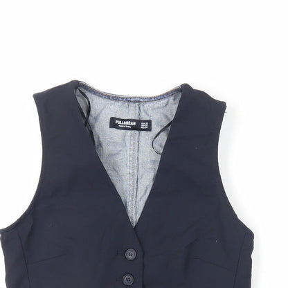 Pull&Bear Womens Blue Jacket Waistcoat Size XS Button