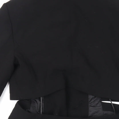 Stradivarius Womens Black Polyester Jacket Dress Size M Collared Button - Cut Out