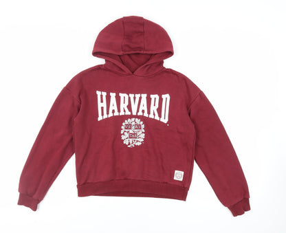 Harvard Girls Red Cotton Pullover Hoodie Size 10-11 Years Pullover - Logo