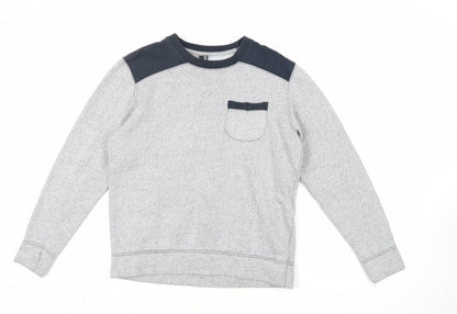 Flip Back Boys Grey Cotton Pullover Sweatshirt Size 15-16 Years Pullover