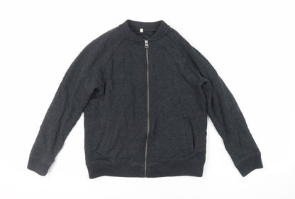 Marks and Spencer Boys Grey Cotton Full Zip Sweatshirt Size 11-12 Years Zip - Pockets
