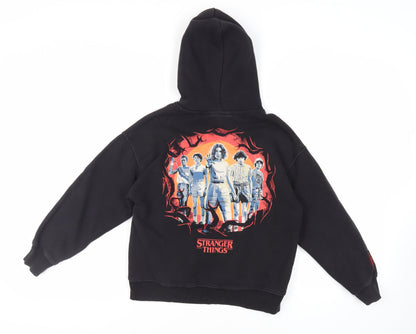 Zara Girls Black Cotton Pullover Hoodie Size 10 Years Pullover - Stranger Things