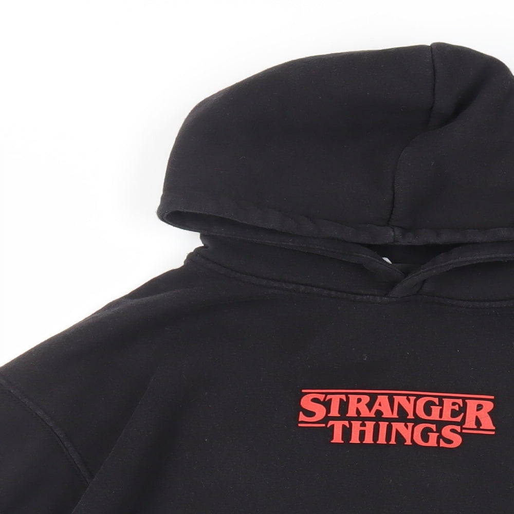 Zara Girls Black Cotton Pullover Hoodie Size 10 Years Pullover - Stranger Things