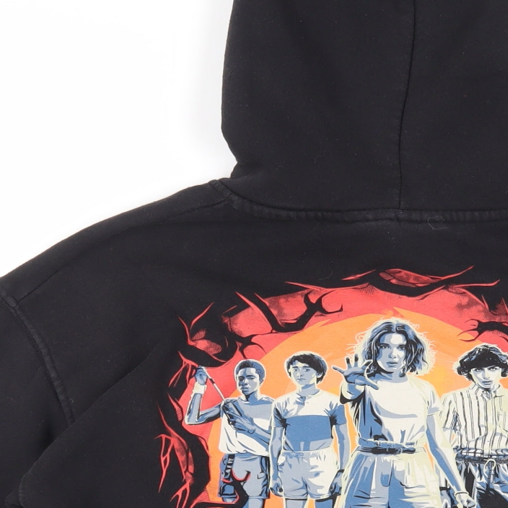 Zara Girls Black Cotton Pullover Hoodie Size 10 Years Pullover - Stranger Things